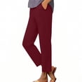 thumbnail image 5 of Womens Yoga Pants Stretchy Ankle Cropped Pant High Waist Work Business Casual Trouser with Pockets (2XL, Red), 5 of 9