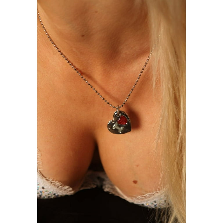 Playboy Necklace I Love Bunny Pendant Heart Charm Silver Platinum Plated Enamel y2k