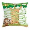 thumbnail image 1 of Kid's Activity Throw Pillow Cushion Cover, Curious Monkey Trying to Reach the Banana Maze Design Pathway Funky Forest, Decorative Square Accent Pillow Case, 16 X 16 Inches, Multicolor, by Ambesonne, 1 of 2