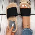 thumbnail image 2 of Women's Espadrille Platform Slide Sandals Solid Color Wide Strap Open Toe Flat Slippers Wide Width Friendly Soft Sole Non Slip Indoor Outdoor Casual Slides, 2 of 10
