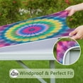 thumbnail image 6 of Pink Tie Dye Petal Mandala Pattern Square Fitted Tablecloth with Elastic Edge,Square Table Cover,Washable Elastic Table Cover for Home Kitchen Party Decor 34"x34", 6 of 6