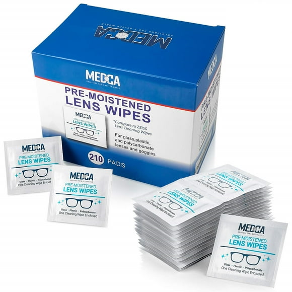 MEDca Lens Cleaning Wipes – 105 Pack Pre-Moistened Individually Wrapped Cloths for Glasses, Phones, Tablets, Cameras & Electronics