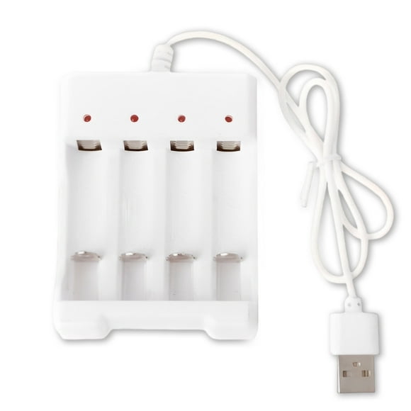 Xingzhi Plastic AAA/AA Battery Charger Short-circuit Protecting USB Interface Reusable Electric Toy Batteries Charging Adapter White