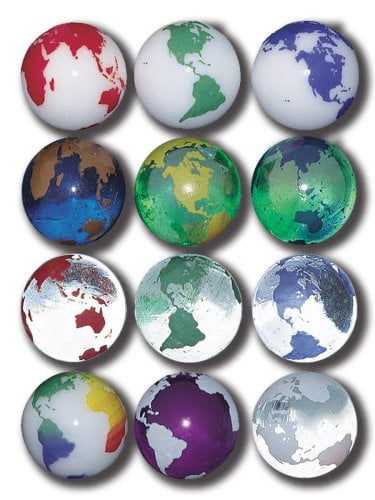 New Old Stock Blue Earth Marble  1 3/8 inch Detailed Glass Marble Mini Globe 