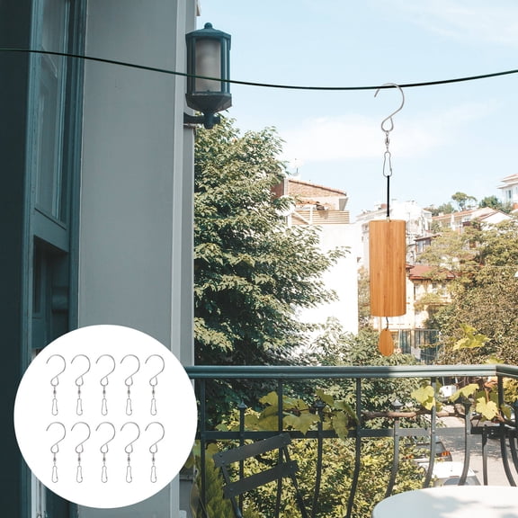 Soimiss 10Pcs Silver Stainless Steel Wind Chimes Hangers with 360 Degree Rotation for Display