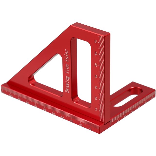 LOVEVER Carpentry Ruler Woodpeckers Tools Multi Angle Measuring Metric Triangle Aluminum Triangular Red Alloy