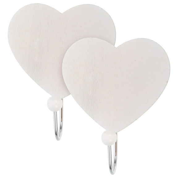 Eease 2 Heart Shaped Wall Hooks Coat Rack Closet Door Hanger White