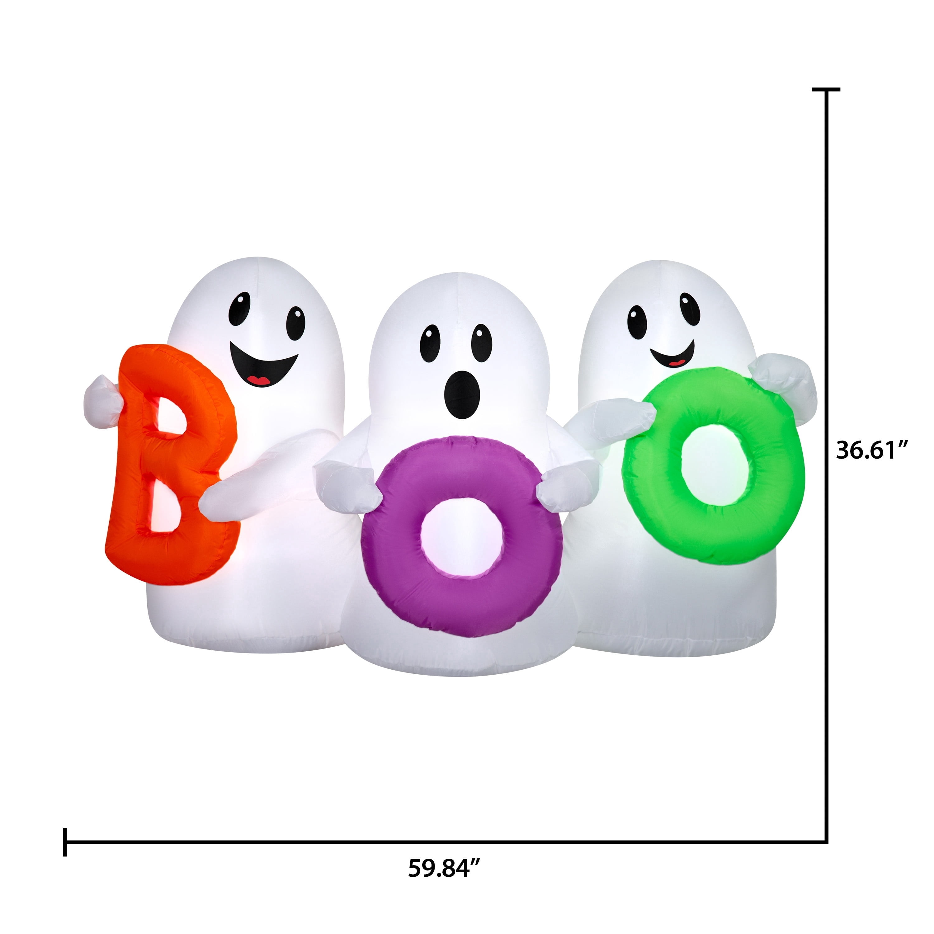 Boo Ghost Trio Airblown Yard Inflatable, Multicolor, 5', Halloween by Way To Celebrate