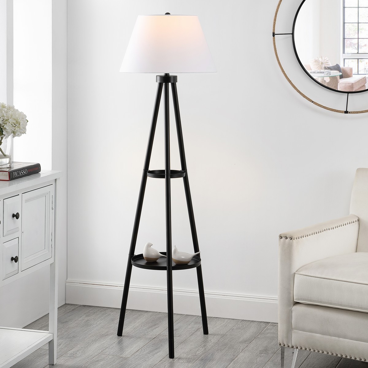 SAFAVIEH Dorea 63 in. Traditional Floor Lamp, Black