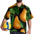 thumbnail image 4 of pear Men's Short Sleeve Poplin Shirt, Casual Printed Button Down, Summer Beach Hawaiian Shirts, Unisex, 4 of 6