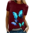 thumbnail image 1 of Camiseta de mujer, camisetas divertidas y bonitas de manga corta para otoño, camiseta con estampado de mariposa, regalo, blusa, regalo para mujer Pompotops hfajkhk125452, 1 of 7