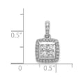 thumbnail image 4 of Real 14kt White Gold 1/2ct. Diamond Princess Square Cluster Pendant; for Adults and Teens; for Women and Men, 4 of 4