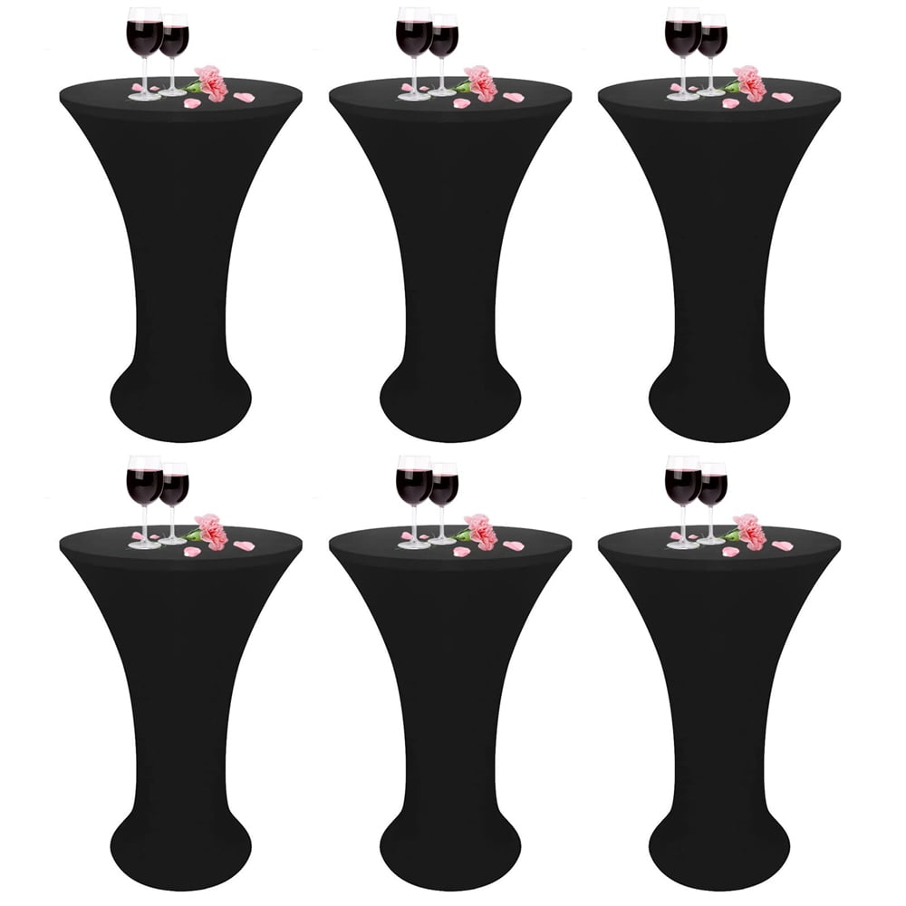 Pesonlook 6 Pack 32"x43" Cocktail Table Covers Round Black Spandex