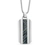 Gem Stone King Tungsten Carbide Engravable Dog Tag Pendant with Black and Blue Carbon Fiber Inlay