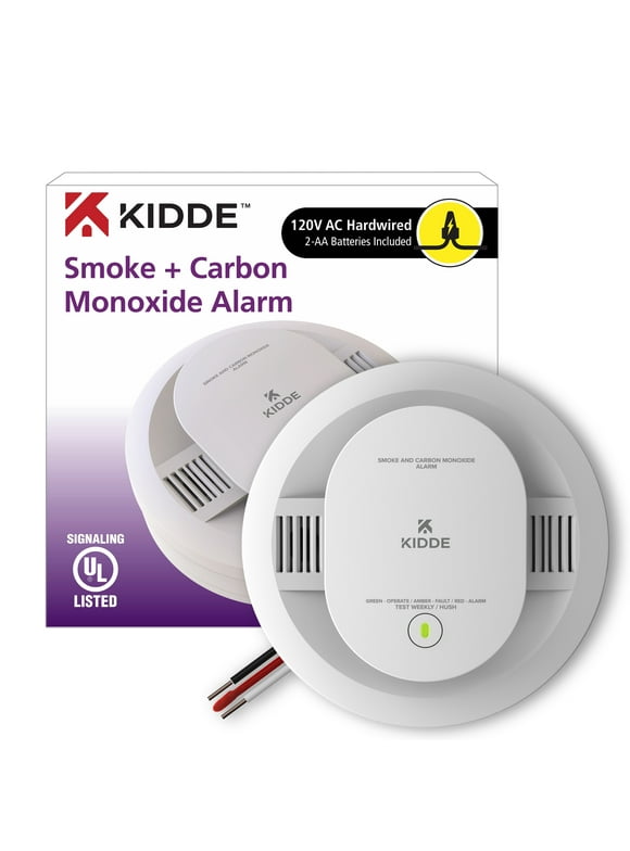 Kidde Hardwired Smoke & Carbon Monoxide Detector with LED Light & AA Battery Backup