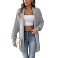 thumbnail image 2 of Women'S Fall Winter Solid Color Casual Oversized Long Sleeve Chunky Knit Cardigan Sweater Jacket Light Gray One size, 2 of 8