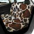thumbnail image 3 of Renewold Brown Black Cow Print Car Seat Covers Full Set of 4 Pieces Saddle Blanket Front and Rear Bench Seats Protetors Universal Fit, Gift for Women Girls, 3 of 7