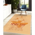 thumbnail image 4 of Saying Decorative Rug, Mountain Peaks and Never Stop Dreaming Goals Success Aspiration Print, Quality Carpet for Bedroom Dorm and Living Room, 6 Sizes, Peach Orange, by Ambesonne, 4 of 4