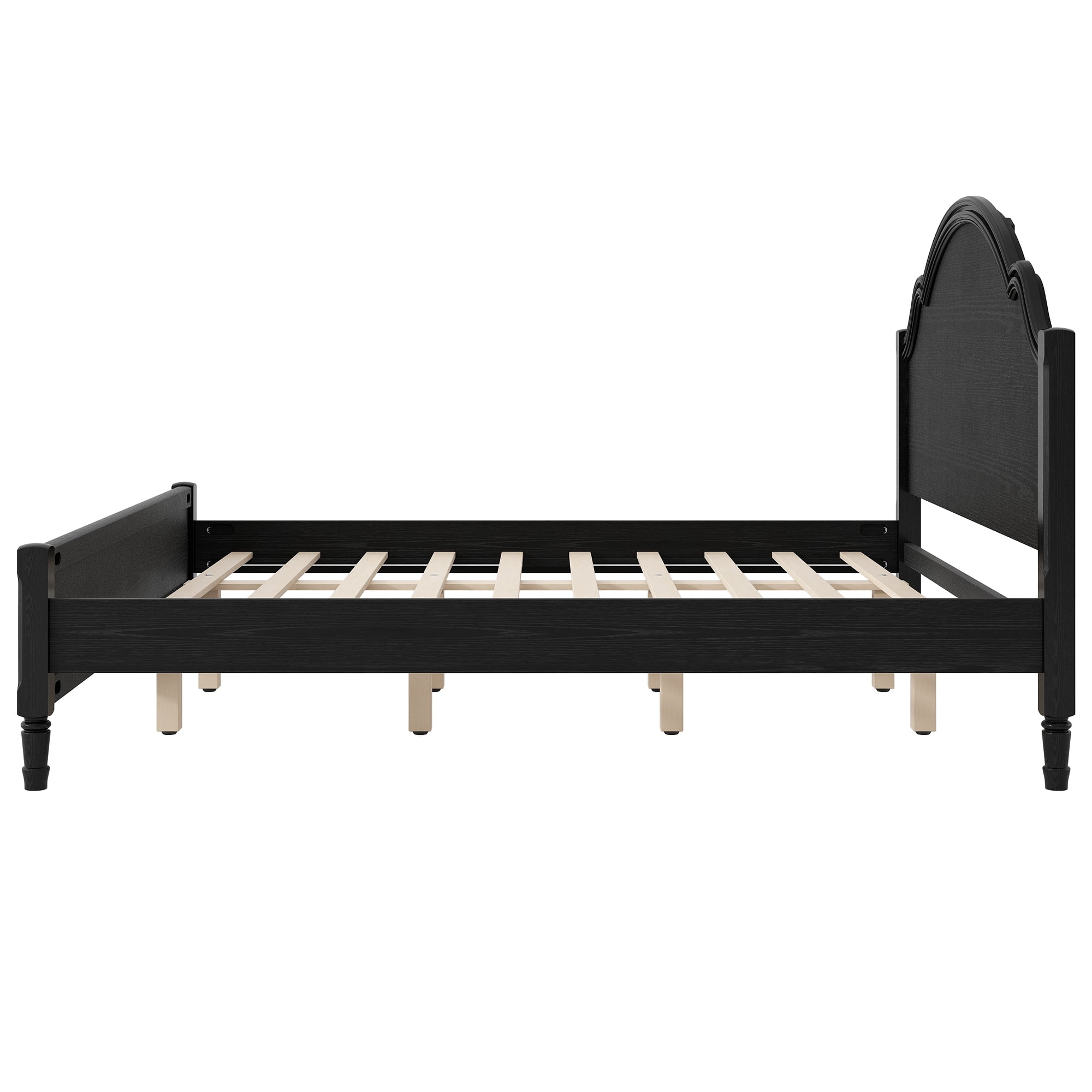 Euroco Wood King Size Platform Bed with Headboard, No Spring Box Needed, Black