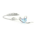 thumbnail image 4 of Galaxy Gold 14K Solid White Gold 18" Snake Necklace with 2.28 CT Natural Diamonds and a Dangling Briolette Blue Topaz Drop, 14"-24" Sizes, December Birthstone, Symbol of Calm, 4 of 5