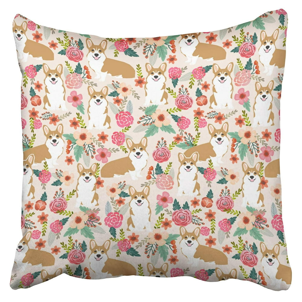 ARTJIA Welsh Corgi Floral Spring Dog Person Gift Love Pillowcase Cushion Cover 20x20 inch