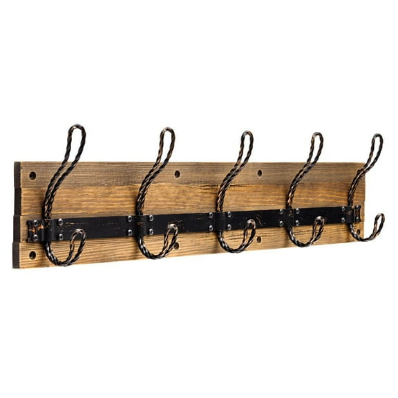 Liberty R36197-RPD  27" 5 Hook Rail Rustic Pine w/ Distressed Brass Hooks