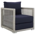 thumbnail image 1 of Modway Aura 15.5" Rattan & Fabric Outdoor Patio Armchair in Gray/Navy, 1 of 8