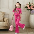 thumbnail image 2 of Tiweut Girls Outfits 41 Print Flared Pants and Short Sleeve T Shirts Kid Streetwear Set,7-8 Y, 2 of 5