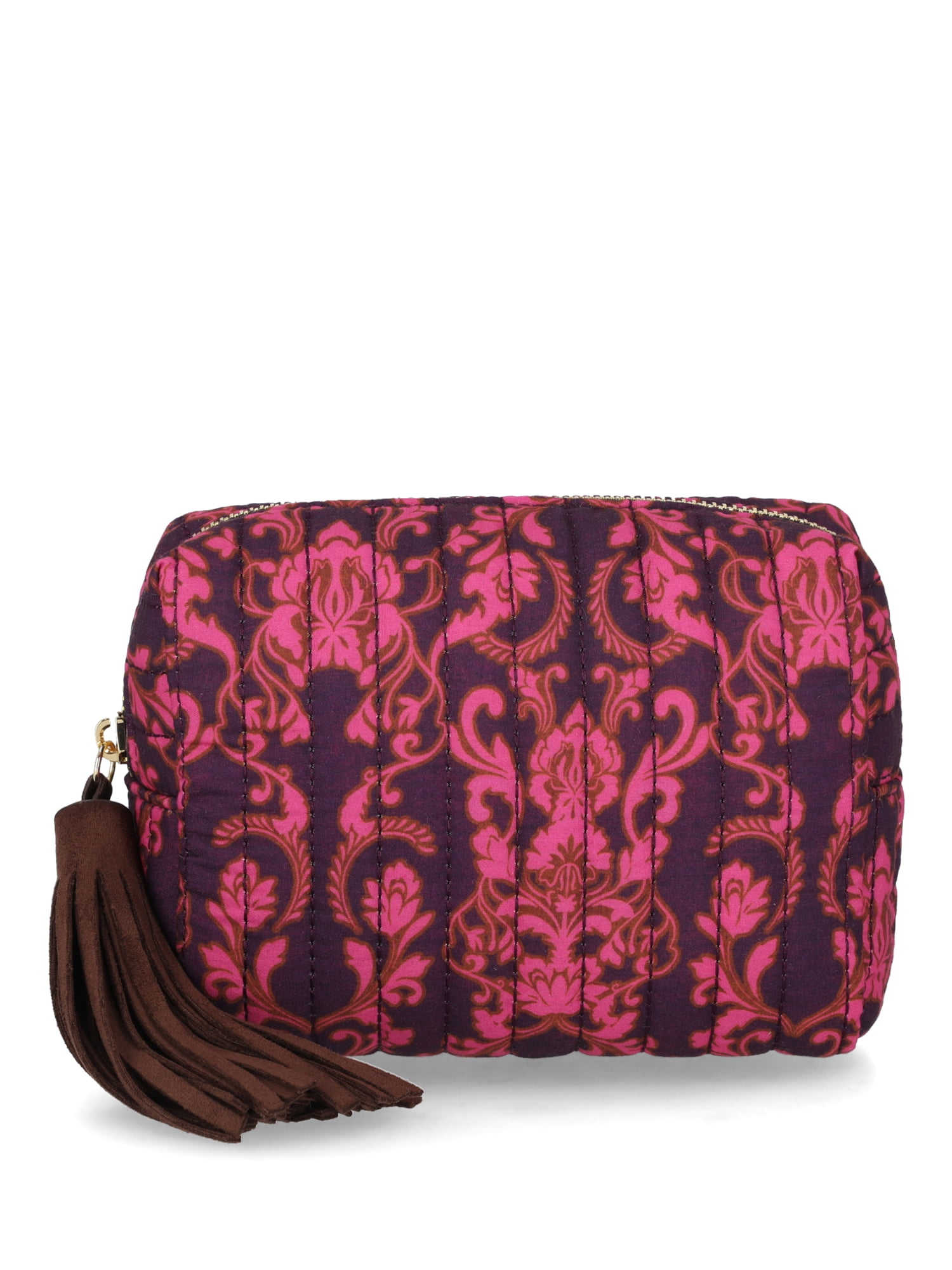 Scenario Women's Zip Pouch with Fringe Tassel, Red Plum