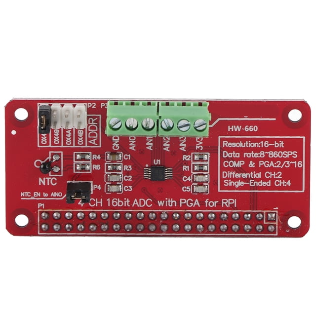 Módulo convertidor analógico-digital ADC de 16 bits para Raspberry Pi 3/2/B+