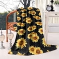 thumbnail image 2 of Black Yellow Sunflower Pattern Blanket,Comfortable Soft Lamb Wool Throw Blanket,All Season,Warm Lightweight Blankets for Sofa Bed Couch Living Room Chair,40"x50", 2 of 4