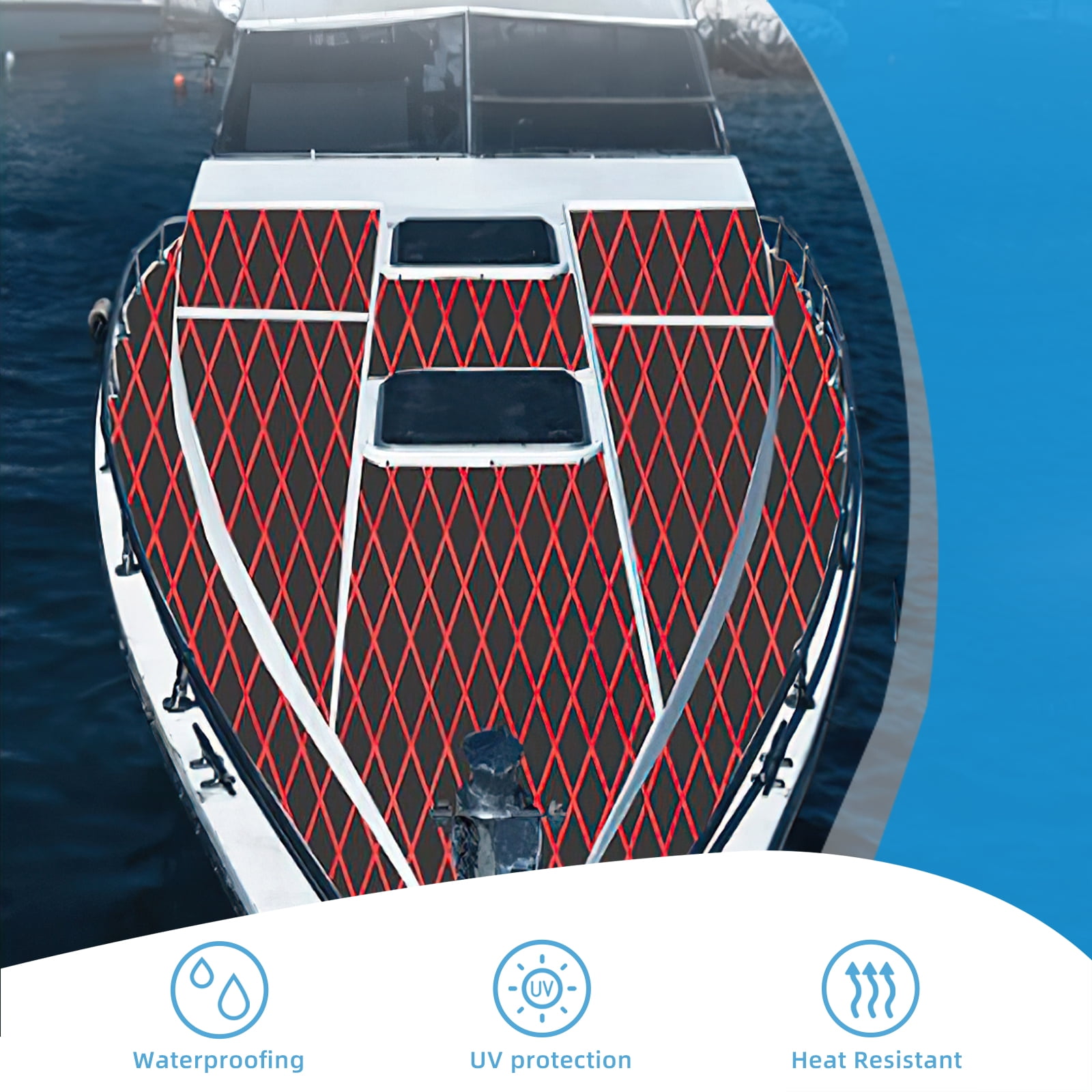 Boat Flooring EVA Foam Boat Decking Marine Mat Non-Slip Self-Adhesive Flooring Sheet for Motorboat Kayak Surfboard Garden Swimming Pools, 74.8" x 27.6"