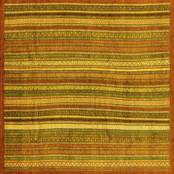 Ahgly Company Machine Washable Indoor Square Abstract Yellow Modern Area Rugs, 8' Square