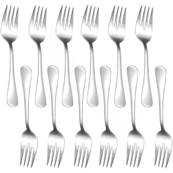 TrueCraftware- Set of 12 Stainless Steel Tahoe Salad Fork- Stainless Steel Flatware Cutlery Kitchen Tableware Set for Home and Restaurant Flatware Forks Silverware Salad Fork Cake Dessert