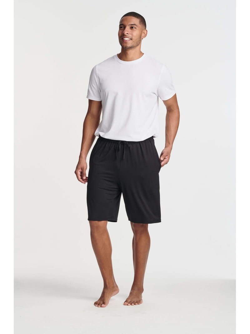 Real Essentials 3 Pack: Men's Soft Pajama Shorts with Drawstring & Pockets 4-Way Stretch & Wicking (Available in Big & Tall