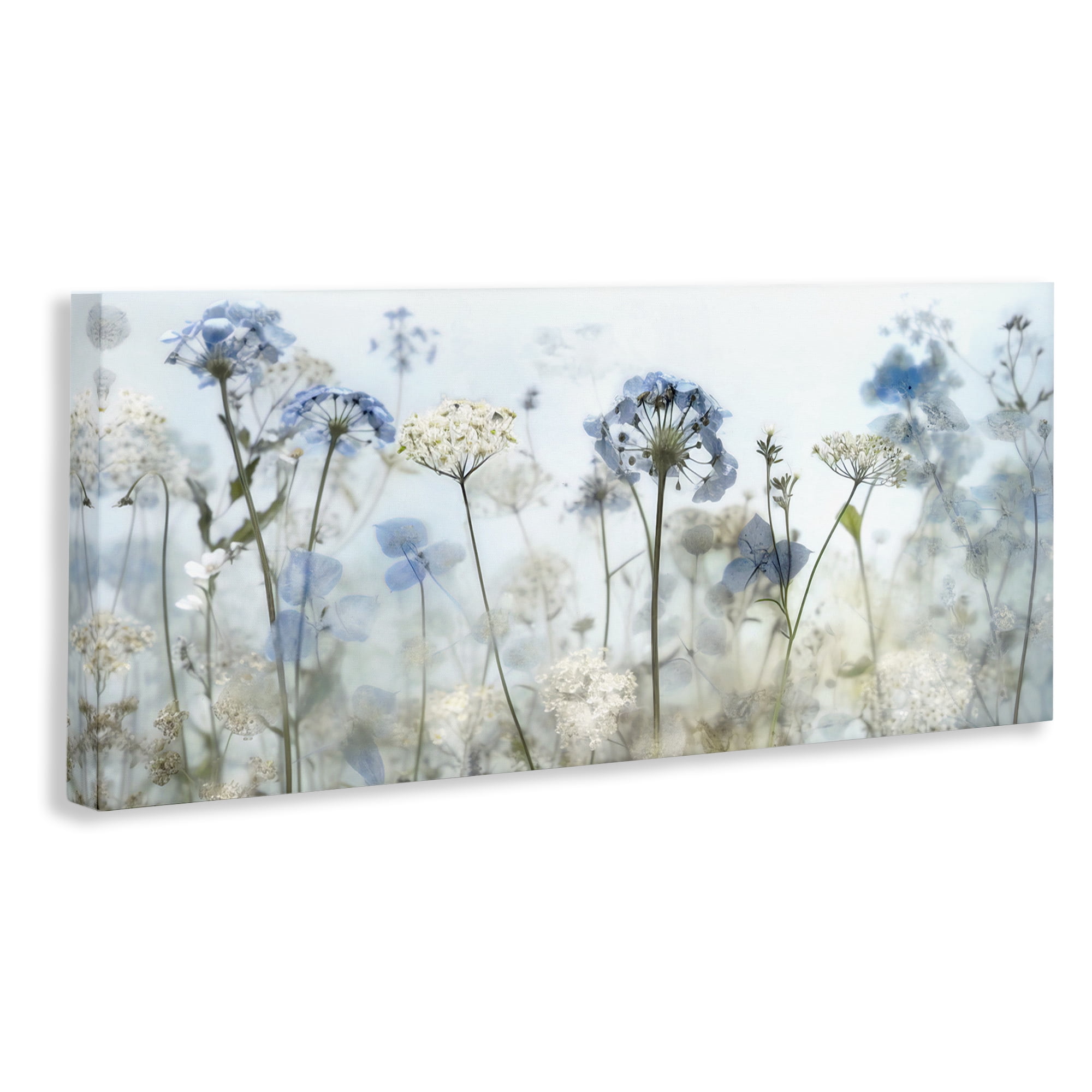 Stupell Industries Blue Wildflower Blooms Botanical & Floral Painting Gallery Wrapped Canvas Art Print Wall Art, 30 x 13