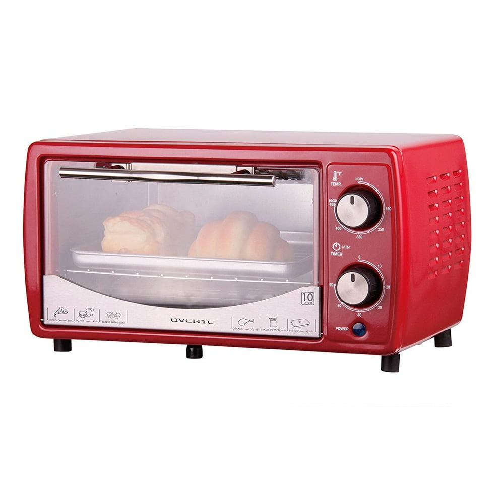Ovente Electric Toaster Oven with Timer Knob and Tempered Glass Door