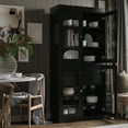 thumbnail image 5 of Palace Imports 100% Solid Wood Kitchen Pantry Storage Cabinet with Glass Doors, Adjustable Shelves and 2-Drawers, Black, 5 of 5