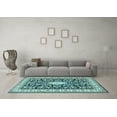 thumbnail image 3 of Ahgly Company Indoor Rectangle Medallion Light Blue Traditional Area Rugs, 5' x 8', 3 of 4