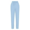 thumbnail image 6 of LLYwey Womens Dress Pants for Work Ladies Casual Slim Loose Cotton and Linen Ankle Drawstring Elastic Nine Quarter Pants New Full Length Pants Trousers Regular Fitted Light Blue XL, 6 of 7
