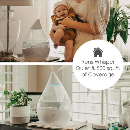 CRANE - 1 Gal. Drop Cool Mist Humidifier with Sound Machine - Grey