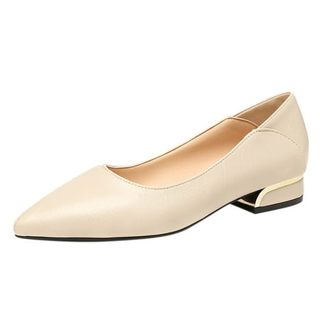 

Simple Womens Shoes Ladies Shoes Fashion Thick Heel Comfortable Pointed Toe Slip-On Casual Shoes