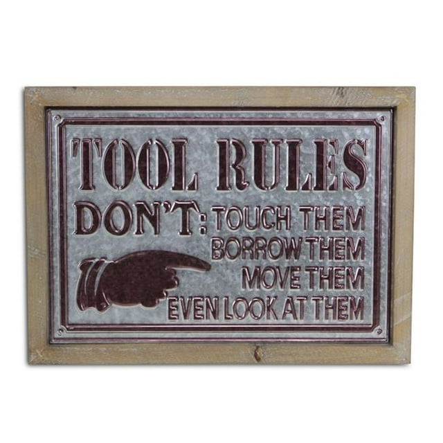 Cheungs 5394 Farmhouse Styled Tool Rules Wall Sign - Rustic Brown
