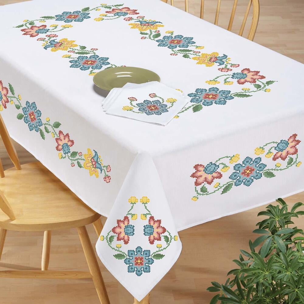 Craftways Jacobean Floral Table Linens Stamped Cross-Stitch - Walmart