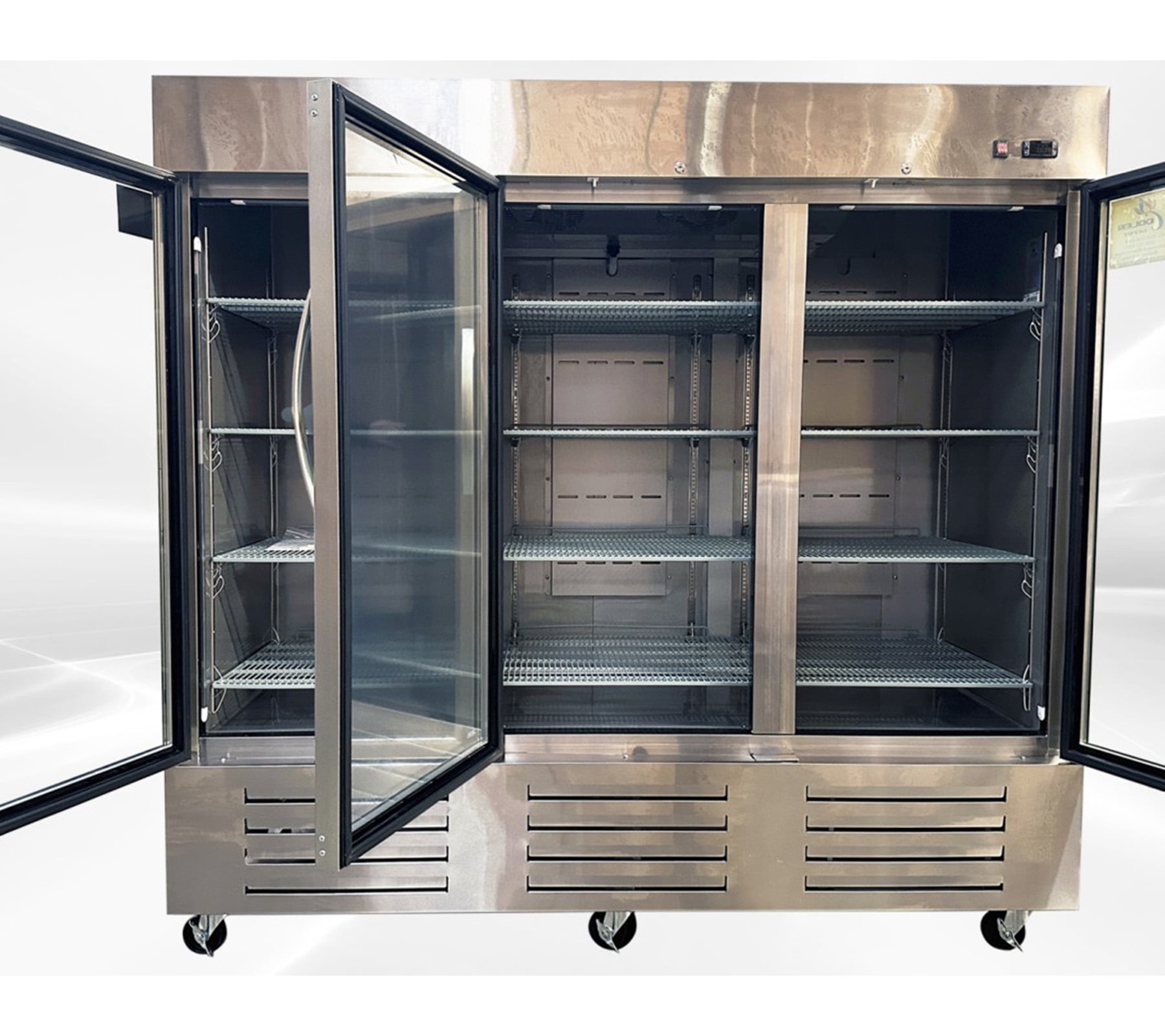 84in. 72 cu. ft. Commercial 3 Glass Door Stainless Steel Refrigerator, Reach-In Merchandiser Cooler, ETL Certified