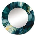 thumbnail image 2 of Designart "Strokes in Dark Blue and Gold XIX" Fractals Rund Mirror For Wall Decor - Large Blue Round Print Mirror - Round Modern Mirror 23" x 23" Inch - Wall Mounted Round Large Mirror, 2 of 5