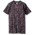 thumbnail image 1 of Under Armour Boys' HeatGear Armour Up Printed Fitted Short Sleeve Shirt, Overcast Gray/Black, Youth X-Small, 1 of 1