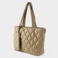 thumbnail image 4 of Bolso Hobo de plumón para mujer, bolso de hombro acolchado ligero, bolso de viaje (caqui), 4 of 9