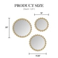 thumbnail image 4 of Madison Park 3-Piece Beaded Round Wall Mirror Set, Gold Mirrors Wall Decor with Iron Framed, Modern Wall Mounted Mirror for Home Decor, Mirrors Decor for Bedroom, Living Room, 20"Dia/17.25"Dia/14"Dia, 4 of 6