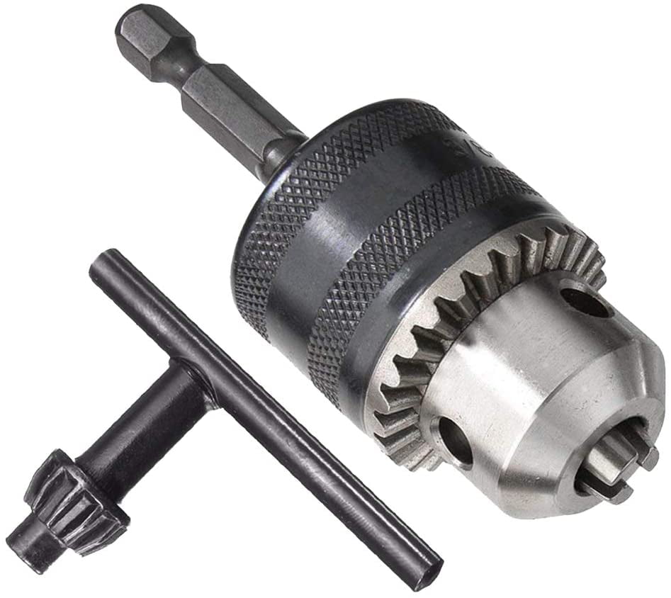 Power Drill Chuck Conversion Kit Durable 1/4" Hex Adapter 0.6-6.5mm 3/8" 